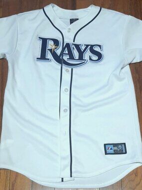 Tampa Bay Devil Rays Baseball Jersey Mens White XL Made in USA Majestic